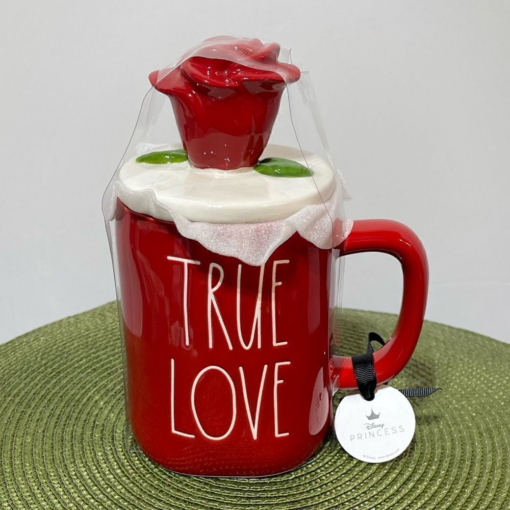 Rae Dunn Disney True Love Mug with Rose Topper NWT